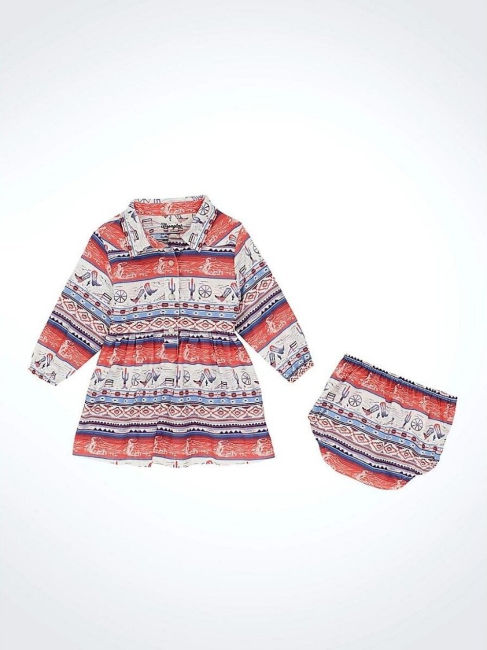 Wrangler Baby Girl's Long Sleeve Printed Western Snap Dress Pink 112367398